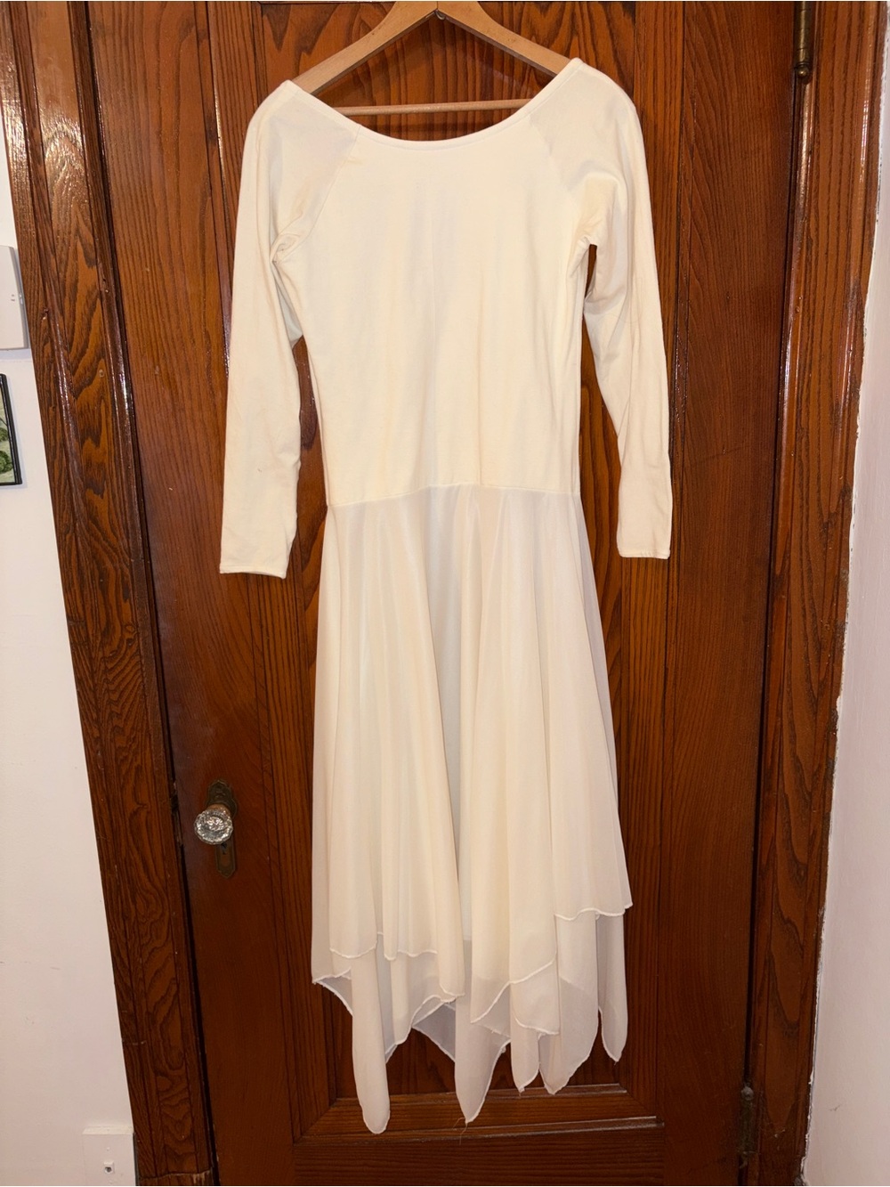 Women's White Long Sleeve Chiffon Ballet Dress
